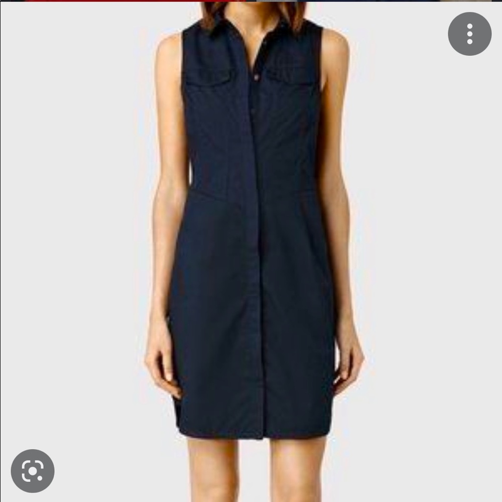 All Saints Aimee Shirt Dress in Dark Ink Blue